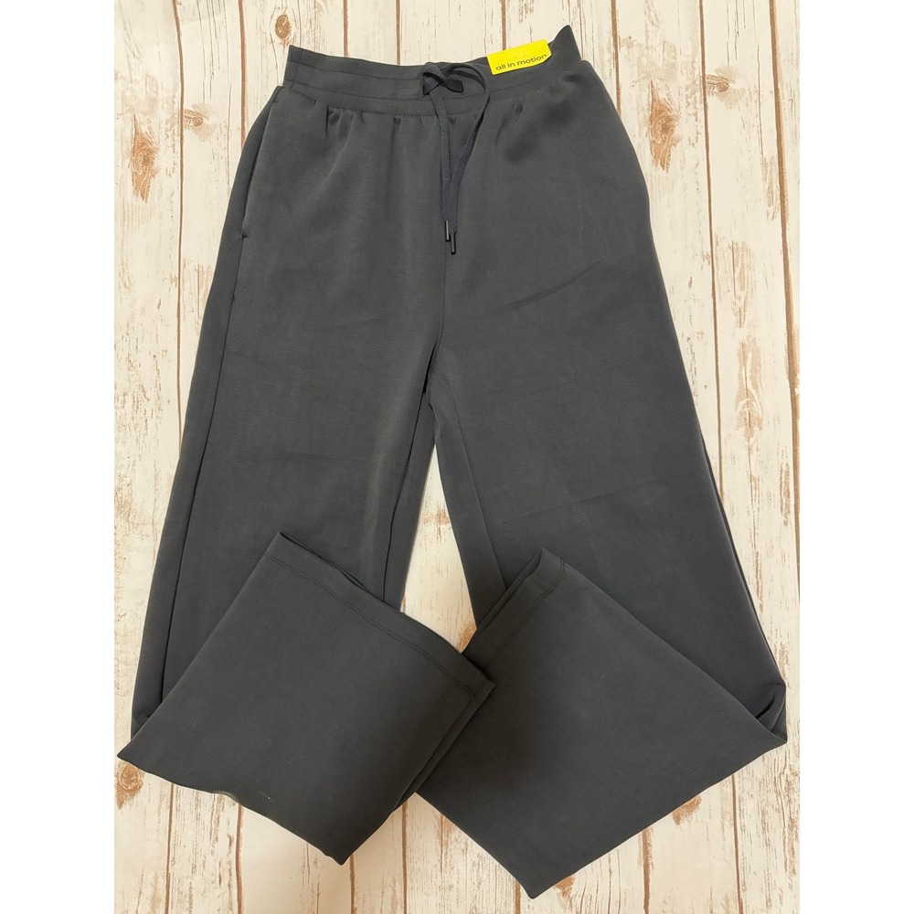 All In Motion Womens Wide Leg Sweatpants Charcoal Gray Drawstring Pants NWT